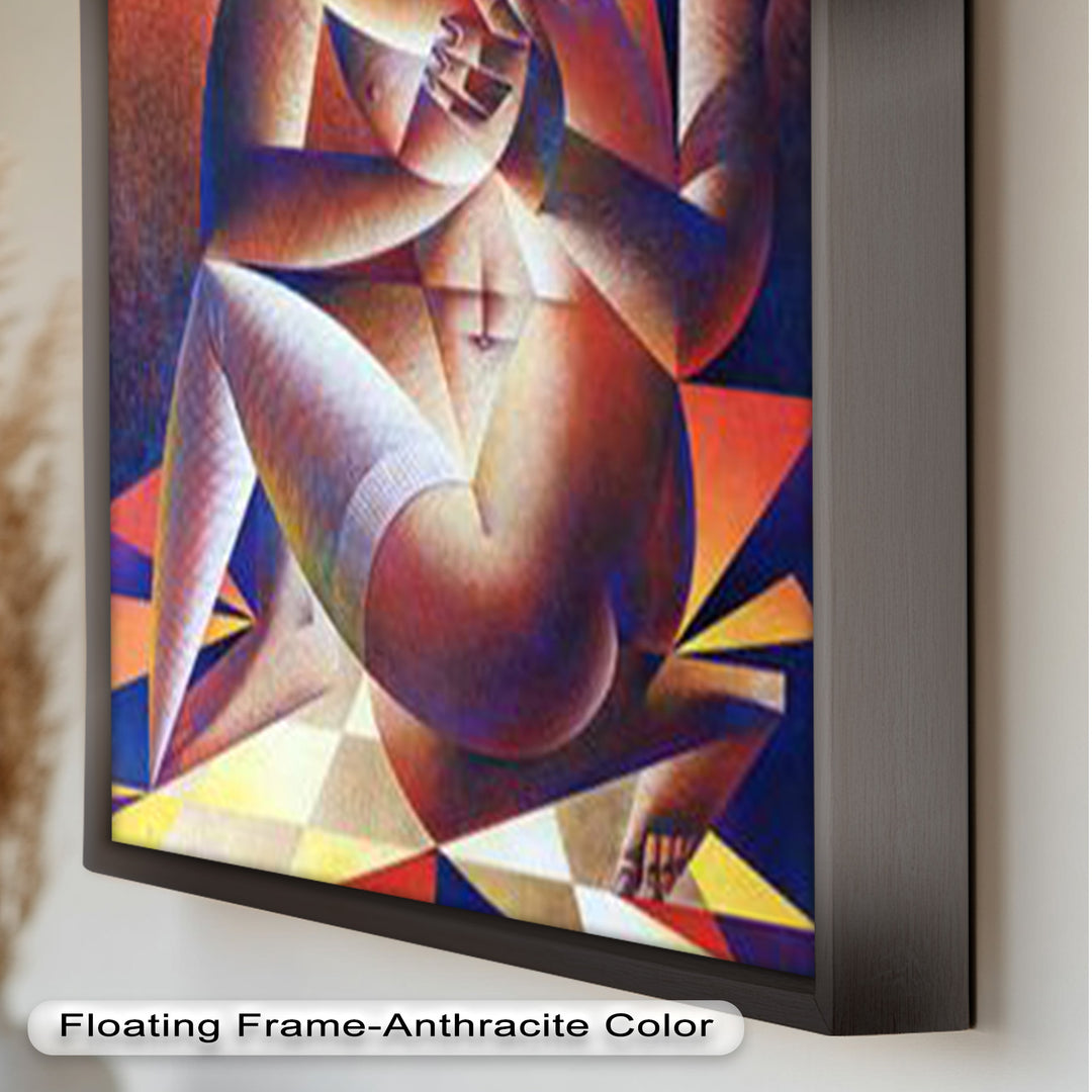Entwined Forms – Abstract Lovers in Geometric Harmony Picasso Oil Painting