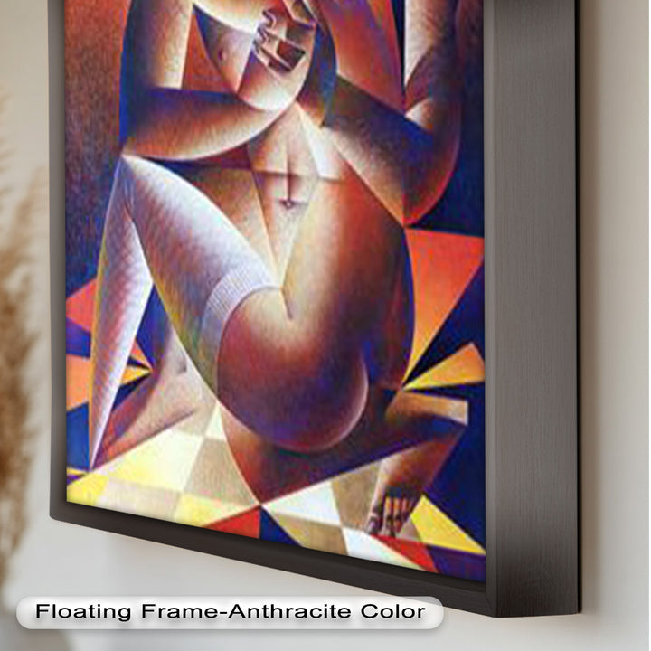 Entwined Forms – Abstract Lovers in Geometric Harmony Picasso Oil Painting