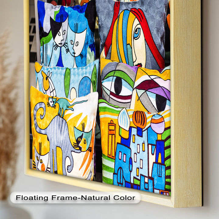 Colorful Cubist Cat & Face Pillows – Picasso Oil Painting