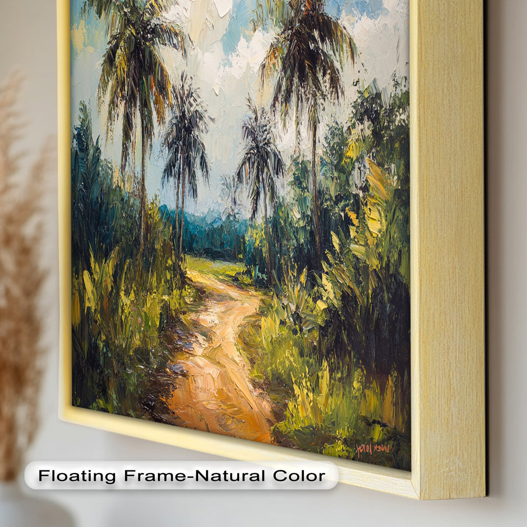 Tropical Pathway with Palm Trees – Impressionist Oil Painting
