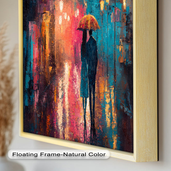 Evening Embrace – Lovers Under City Lights Love Oil Painting