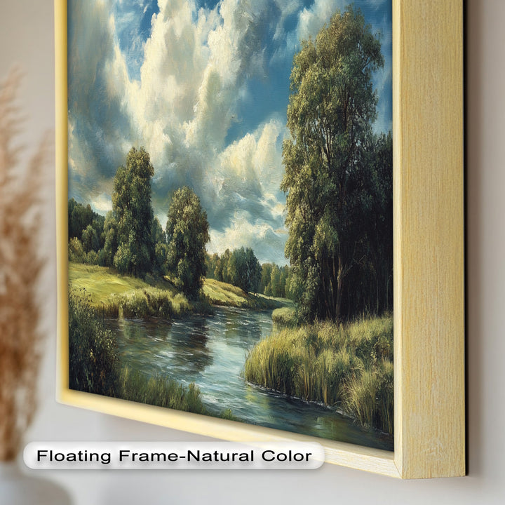 River Landscape Painting – Framed Oil Painting