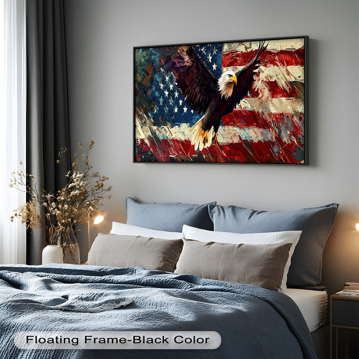Soaring Freedom – Patriotic Eagle Oil Painting