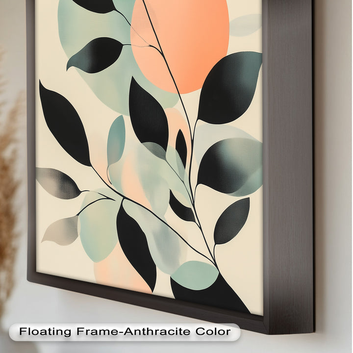 Blush Eclipse – Minimalist Botanical Silhouette Oil Painting