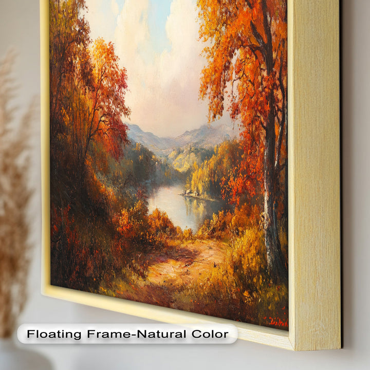 Golden Horizon – Ölgemälde mit herbstlichem Flussblick