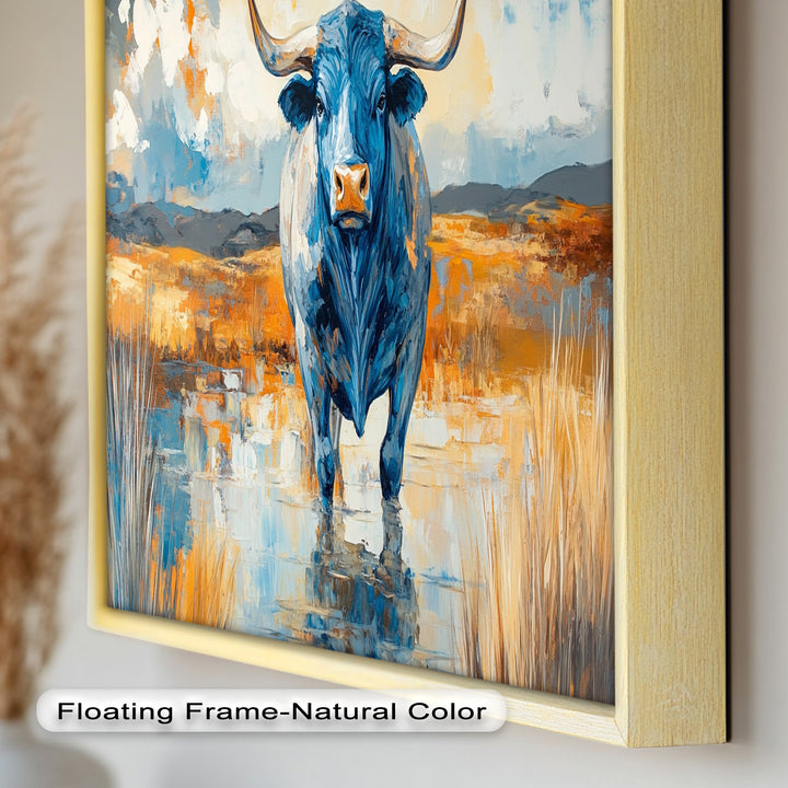Blue Desert Bull – Animal Oil Painting