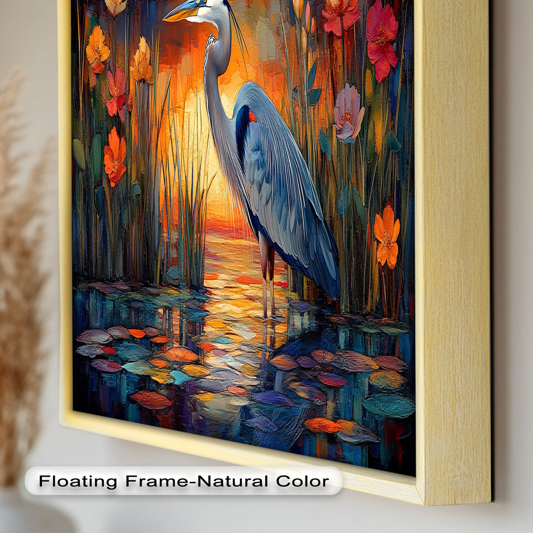 Heron at Sunset  – Animal Oil Painting