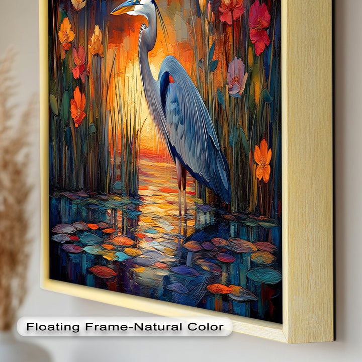 Heron at Sunset  – Animal Oil Painting