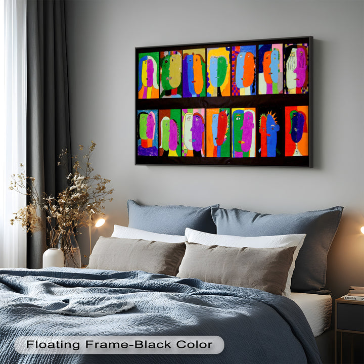 Pop Cubist Faces Wall Art – Abstract Oil Painting