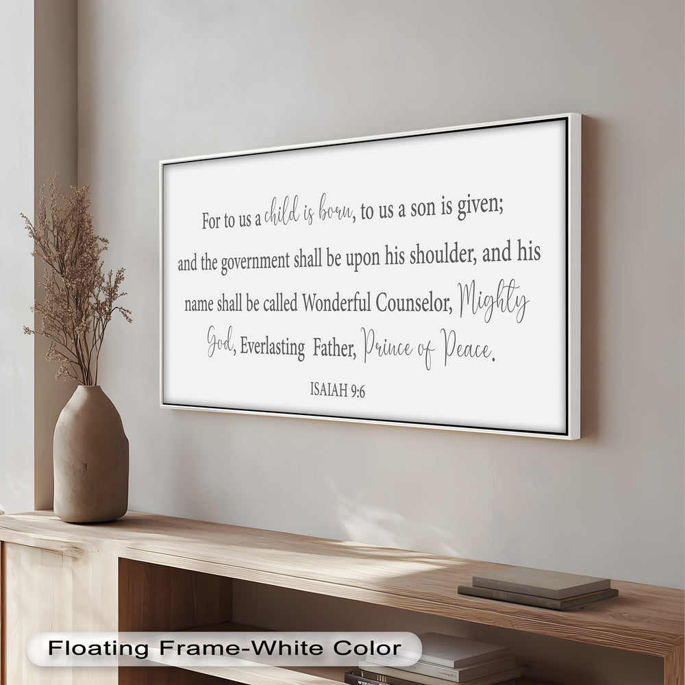 Elegant Faith-Based Oil Painting – Isaiah 9:6 Bible Verse Wall Decor

