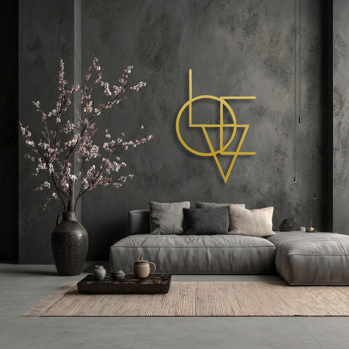 The dynamic gold lines of this abstract geometry fusion decoration wall art create a captivating sense of movement against the textured gray wall.