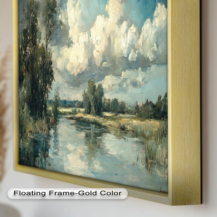 Golden Field & Mountain Horizon – Landscape Oil Painting