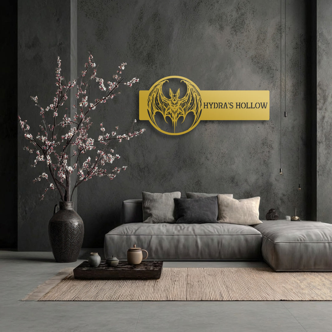 Personalized Bat Metal Wall Art – Custom Gothic Name Sign