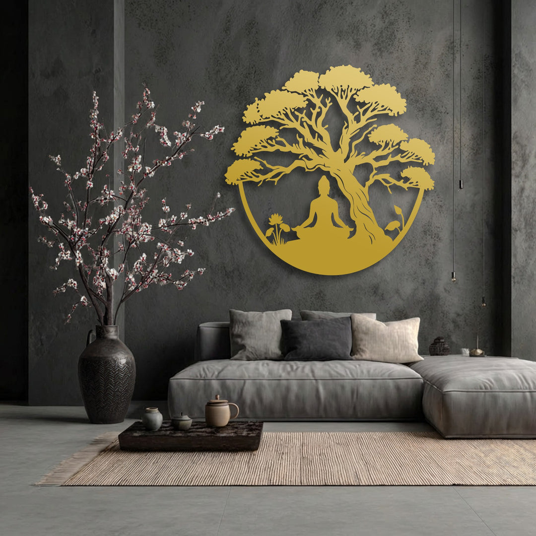 Meditation Tree Metal Wall Art – Zen Yoga Decor