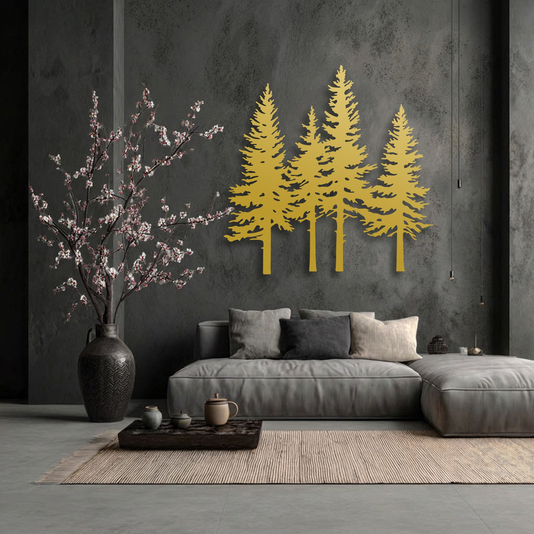 Pine Forest Silhouette Metal Wall Art – Nature Landscape Decor