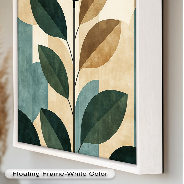 Geometric Botanical – Mid-Century Modern Leaf Oil Painting