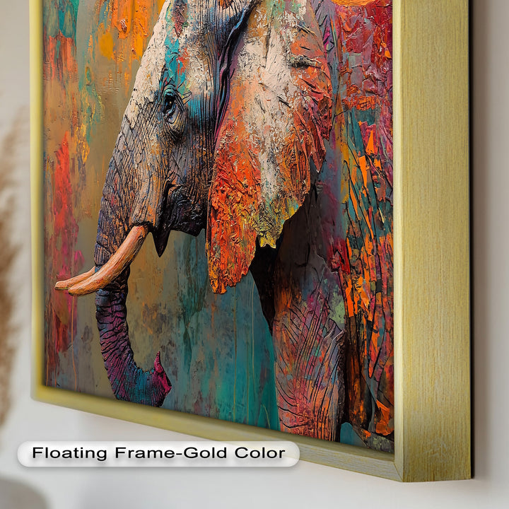 Colorful Elephant – Framed Oil Painting