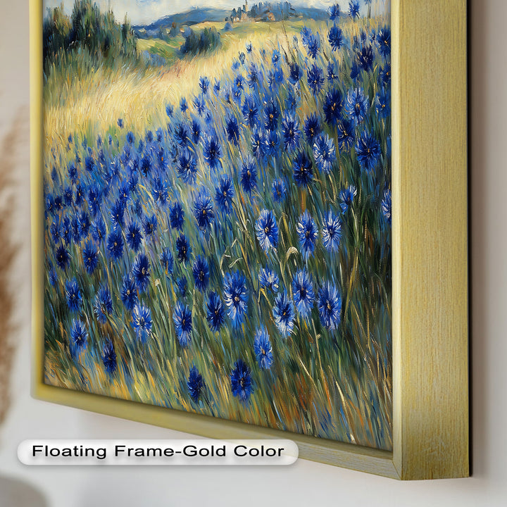 Golden Fields and Blue Cornflowers – Impressionist Meadow Scene Oil Painting