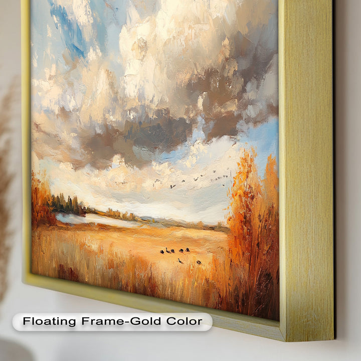 Autumn Meadow Wall Art – Impressionist Landscape Oil Painting