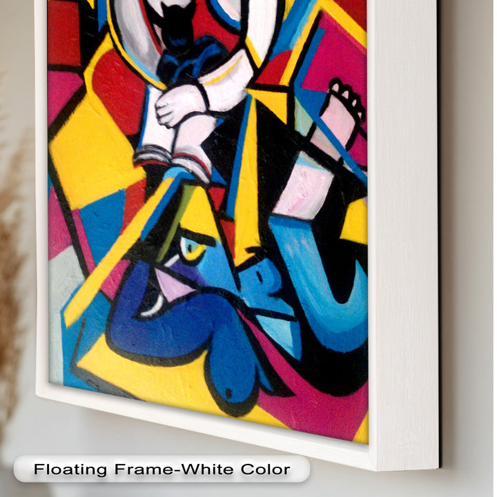 Cubist Woman with Cat Wall Art – Abstract Oil Painting