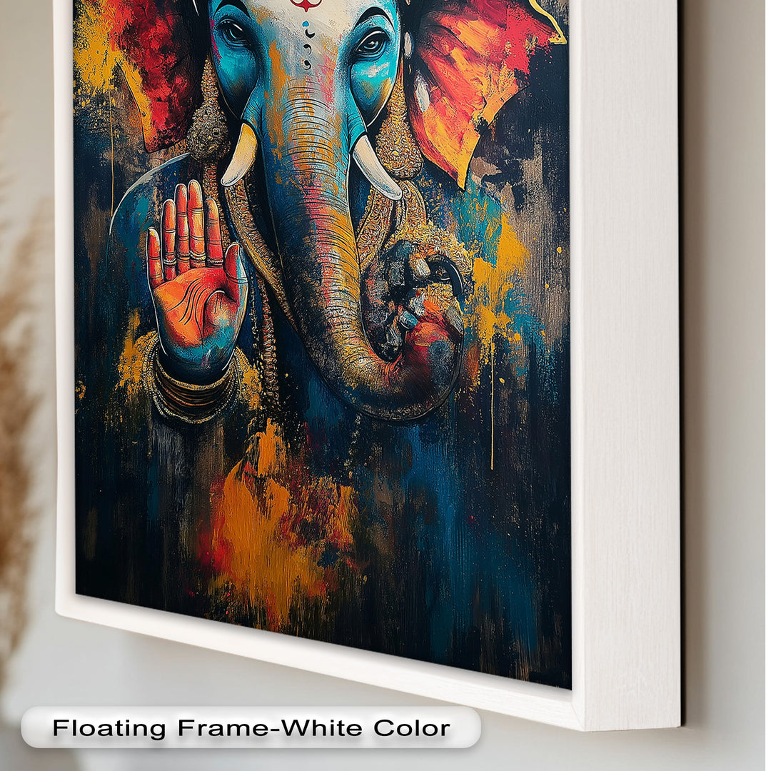 Ganesha Segen Wandkunst – Religiöses Ölgemälde