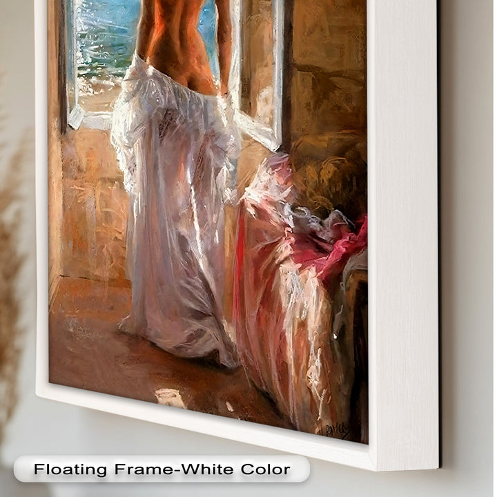Whispers of the Sea – Romantic Woman by the Ocean Nude Oil Painting