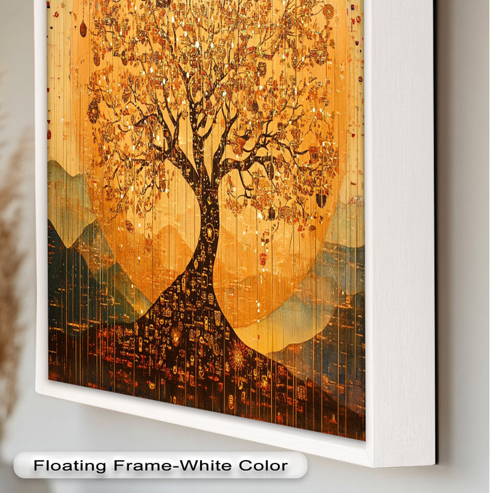 Tree of Light – Radiant Abstract Golden Tree Oil Painting