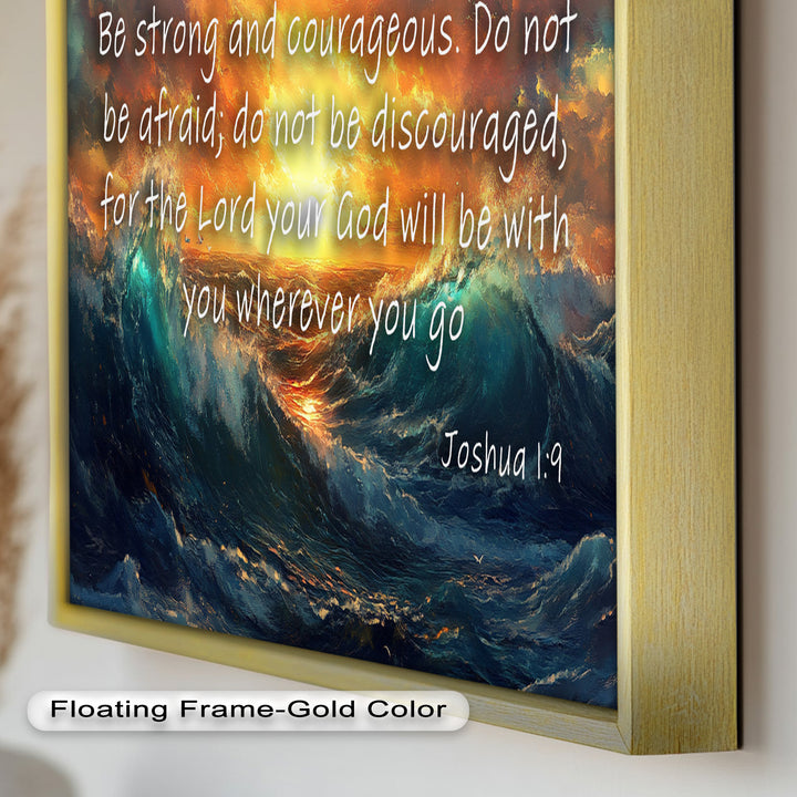 Joshua 1:9 – Courage & Strength Bible Verse Oil Painting