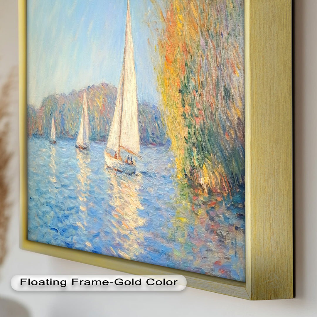 Tranquil Sails at Sunset – Impressionist Boat Scene Oil Painting