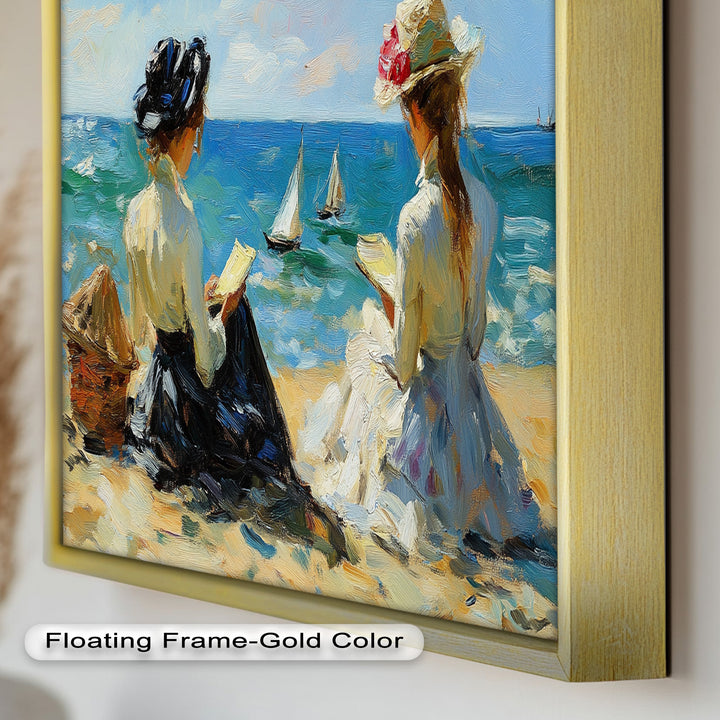 Seaside Serenity with Sailboats – Impressionist Oil Painting