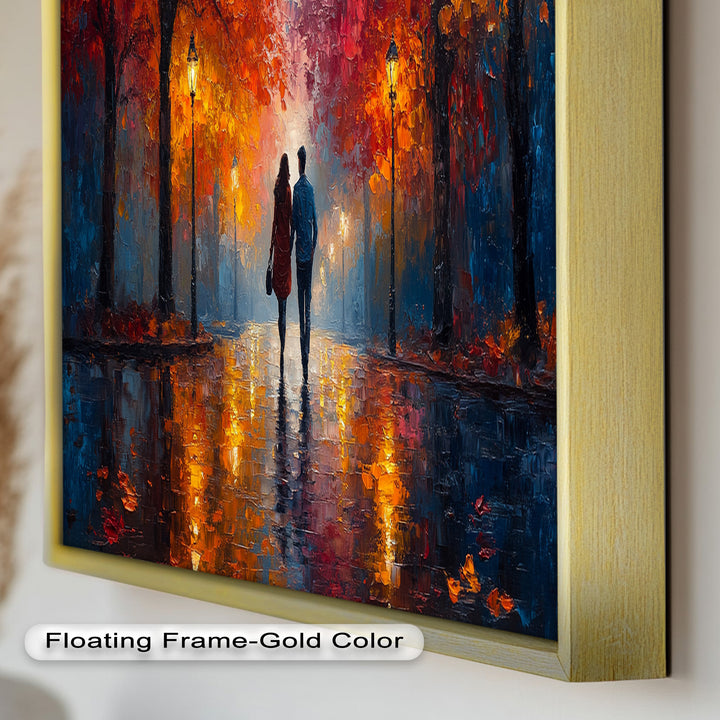 Romantic Walk Under Fiery Trees - Love Oil Painting