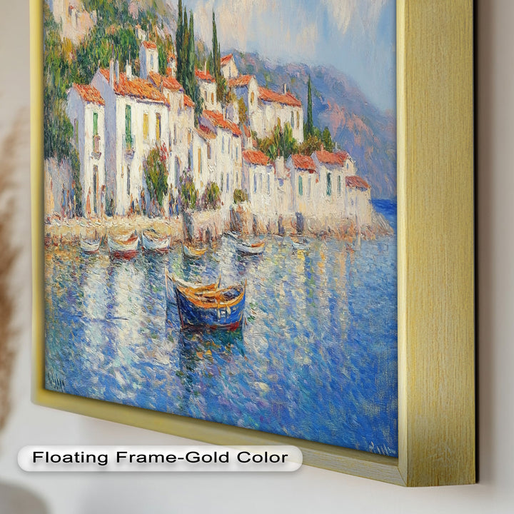 Sunlit Mediterranean Village – Coastal Impressionist Oil Painting