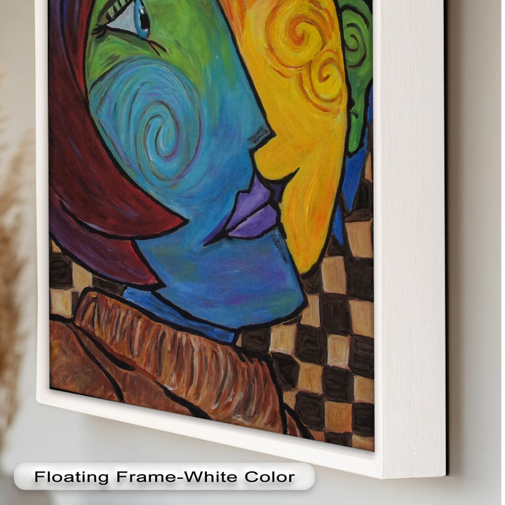 Dual Emotions – Vibrant Abstract Portrait Picasso Oil Painting