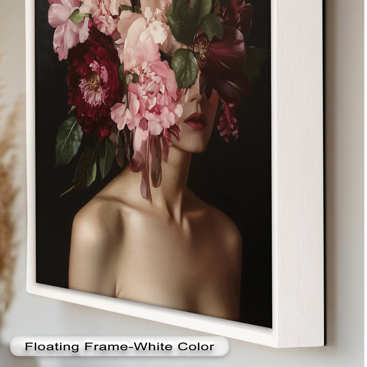 Blossom Veil – Romantic Floral Portrait Oil Painting
