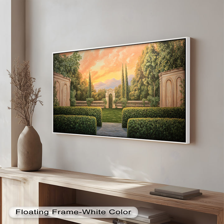 Sunset Garden Gateway – Classical Landscape Oil Painting