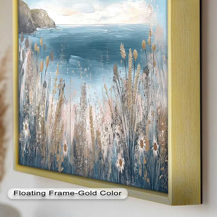 Wildflower Ocean View Wall Art – Framed Oil Painting