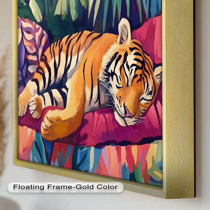 Resting Tiger Oil Painting – Fauvist Jungle Art
