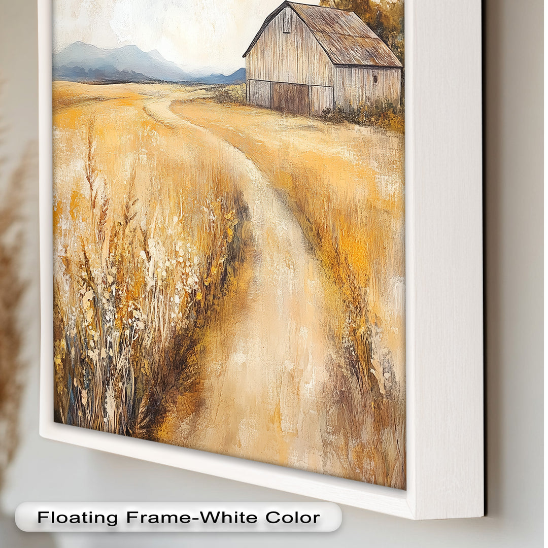 Country Wall Art - Golden Field Barn Landschaftsölgemälde