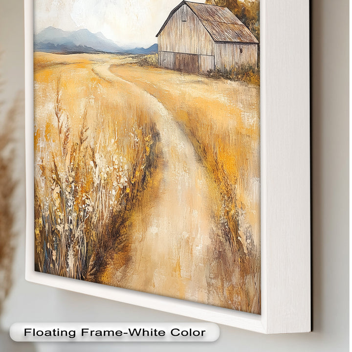 Country Wall Art - Golden Field Barn Landschaftsölgemälde
