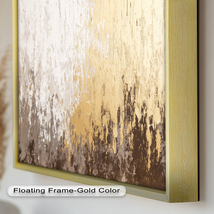 Abstrakte Kunst in Gold und Weiß – Modernes Luxus-Ölgemälde