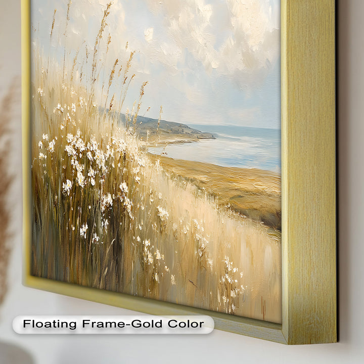 Wildflower Field Landscape – Serene Coastal Oil Painting