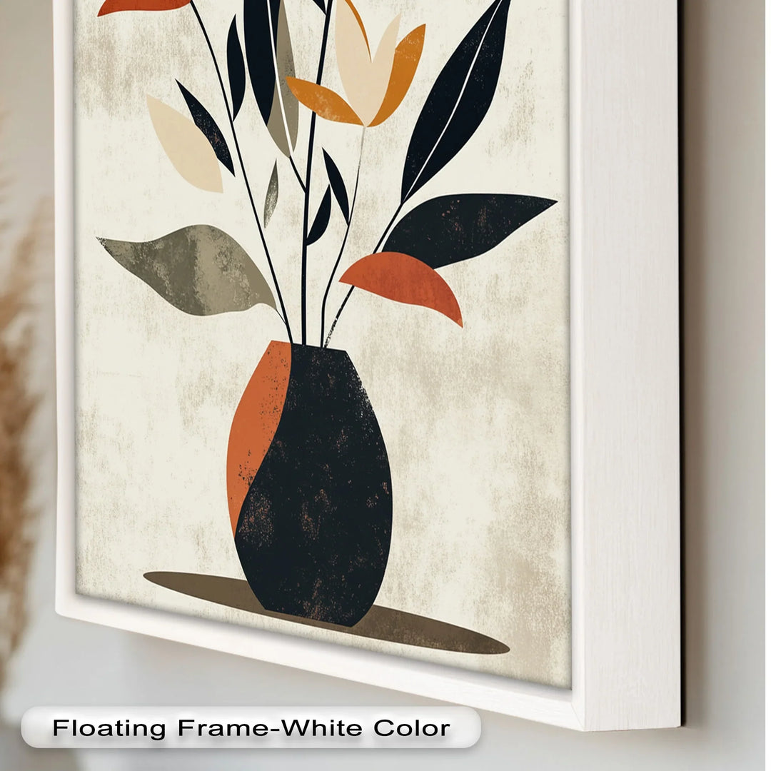 Earthy Boho Floral – Modern Abstract Vase Oil Painting - MyPhotoStation