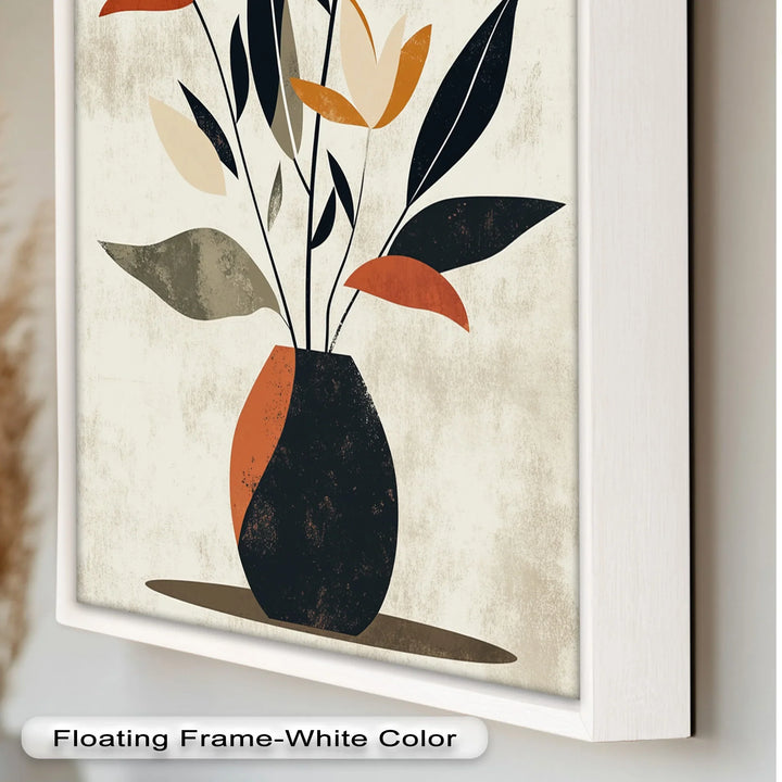 Earthy Boho Floral – Modern Abstract Vase Oil Painting - MyPhotoStation