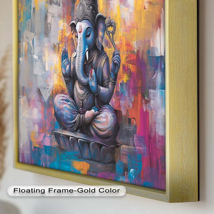 Farbenfrohe Ganesha-Wandkunst – Religiöses Ölgemälde