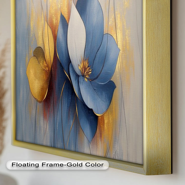Blaue Magnolien-Wandkunst – Blumen-Ölgemälde