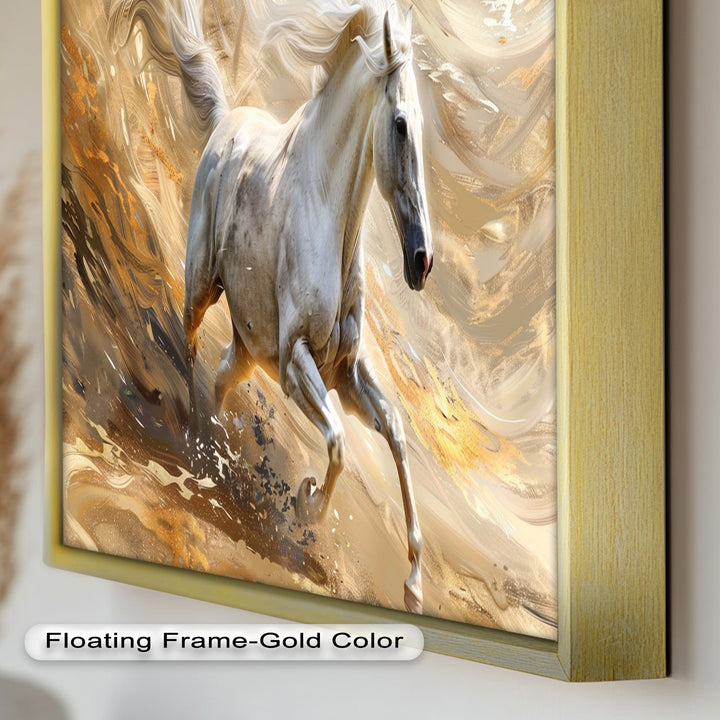Majestic White Horse – Dynamic Equine Oil Painting