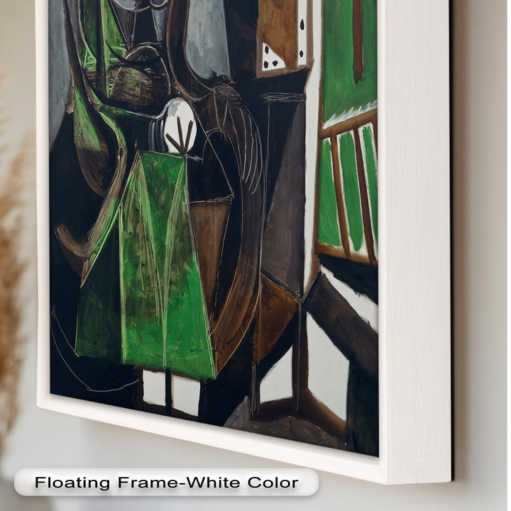Figure by the Window – Abstract Green Interior Picasso Oil Painting