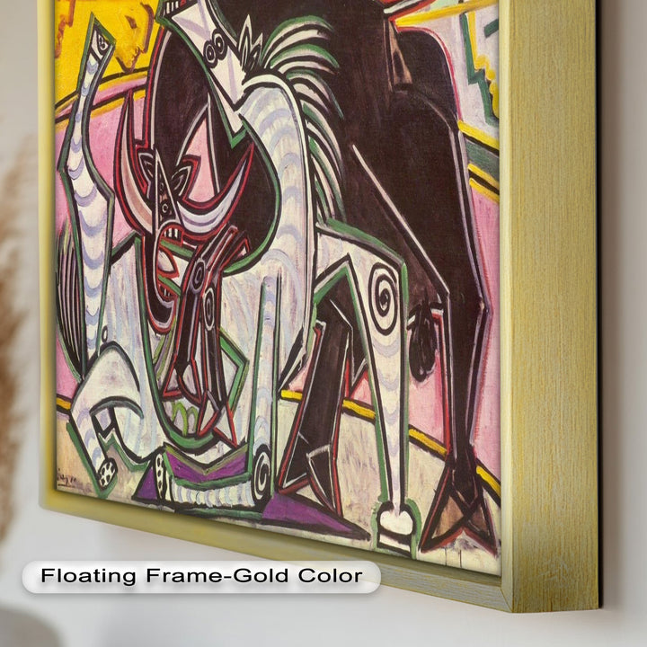 Abstract Bullfight Scene Wall Decor – Cubist Oil Painting