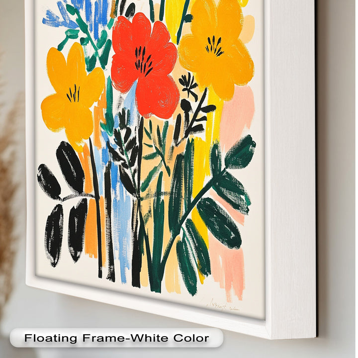 Fröhlicher wilder Garten – Fauvistisches Boho-Blumen-Ölgemälde