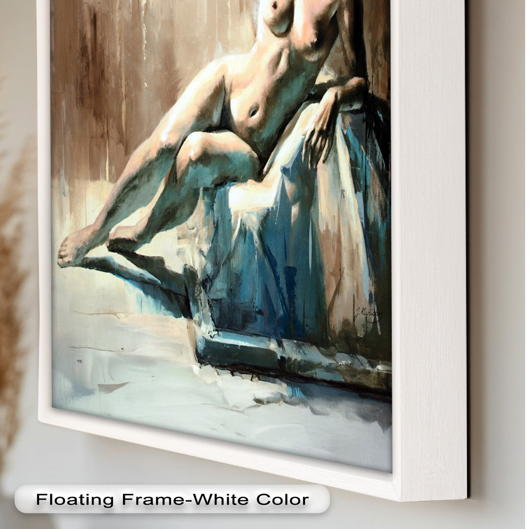 Echoes of Light – Modern Reclining Nude Oil Painting